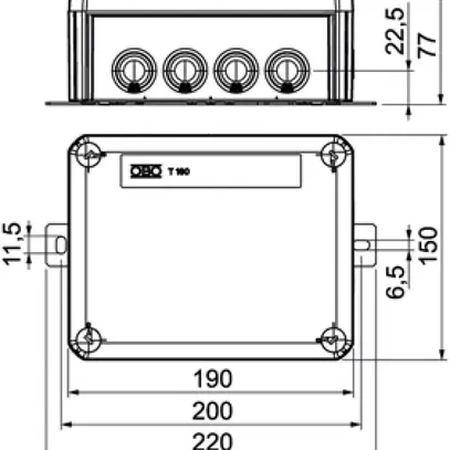 Boîte de dérivation Bettermann E30-E90 1 porte fusible 190×150×77mm 10mm² or 
