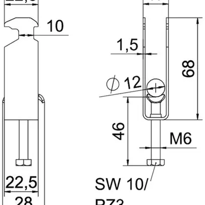 Brida rapida BET 2056 piede a H metallo 8…12mm 3×cavo acciaio Zn-cal-im 