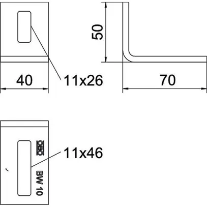 Équerre de fixation Bettermann BW 10 FT 70×50×40mm zingué à chaud par immersion 