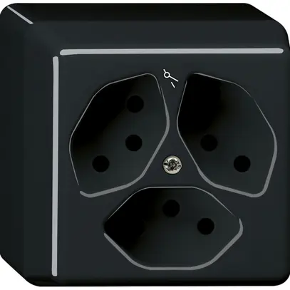 Presa AP basico 3×tipo 13S nero 