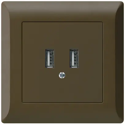 UP-USB-Ladesteckdose Hager kallysto.line 240V 2400mA braun 