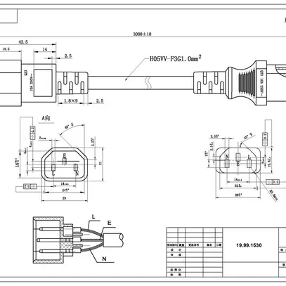 Câble d'appareils VALUE C14 → C13 3×0.75mm² 250VAC/10A noir 3m 