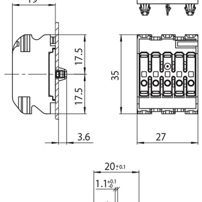 Borne de connexion 5P 0.5…2.5mm² mise à terre enfichable bc 