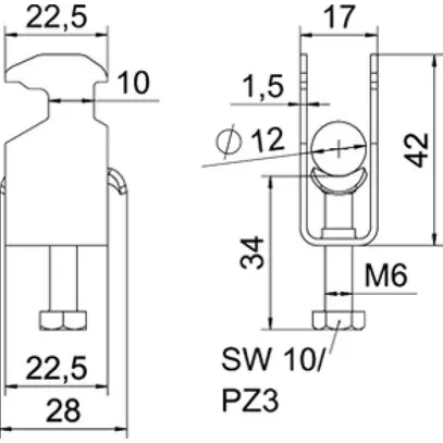 Brida rapida BET 2056 piede a H metallo 8…12mm 1×cavo acciaio Zn-cal-im 