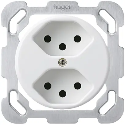 Inserto per presa INC basico 2×tipo 13 con placca di fissaggio bianco 