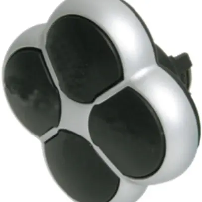 Bouton-poussoir 4-fois ETN RMQ plat noir, anneau chromé 
