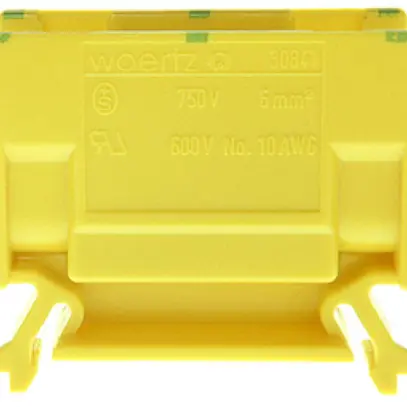 Borne de dérivation Woertz 2.5…6mm² 41A 750V vis 2×1 rail DIN 35mm vert/jaune 