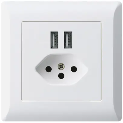 Prise ENC 2×USB & T13 kallysto.line 2400mA blanc 