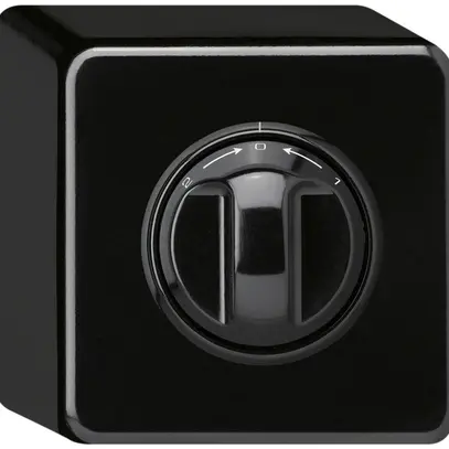 Contatto rotativo AP 1>0<2 basico nero con manopola 