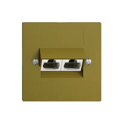 Prise ENC 2×RJ45/u 4P sép.EDIZIOdue olive ITplus 