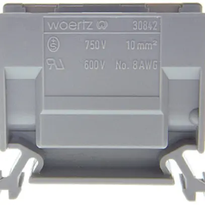 Borne de dérivation Woertz 4…10mm² 57A 750V vis 2×1 rail DIN 35mm gris 