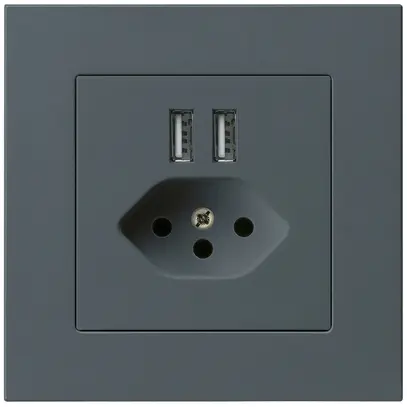 Prise ENC 2×USB & T13 kallysto.pro 2400mA anthracite 