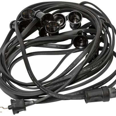 Illuminations-Girlande mit 10 Fassungen E27, T12, 10m, schwarz 