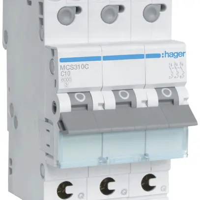 Disgiuntore Hager MCB quickconnect 3P 400V tipo C 10A Icn 6kA 3UM 