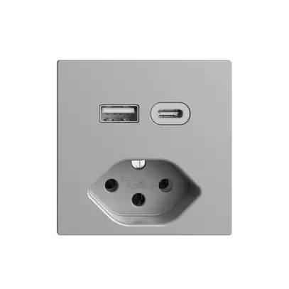 Presa USB tipo A+C + tipo 13 Feller EDIZIOdue F 230V 3000mA silver 