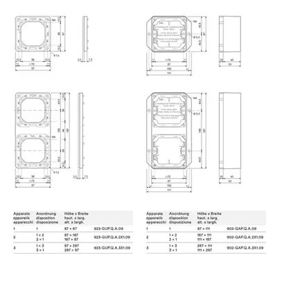 Telaio di montaggio Feller ELEMENT SNAPFIX® 2×1 87×187mm alluminio brillante 