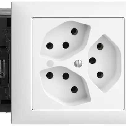 Presa INS EDIZIOdue 3×T13 bianco 53mm Snap con LED verde 