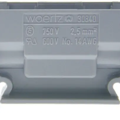 Borne de dérivation Woertz 1.5…2.5mm² 24A 750V vis 2×1 rail DIN 35mm gris 