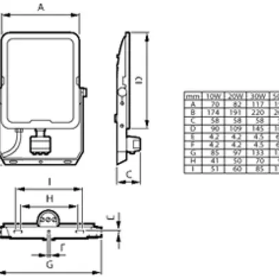 Projecteur LED Philips Ledinaire PIR SEN 20W 2400lm 830/840/865 IP65 110° 181×97 