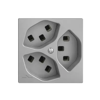 Prise 3×T23 Feller EDIZIOdue F, 1×séparé, bornes enfichables, silver 