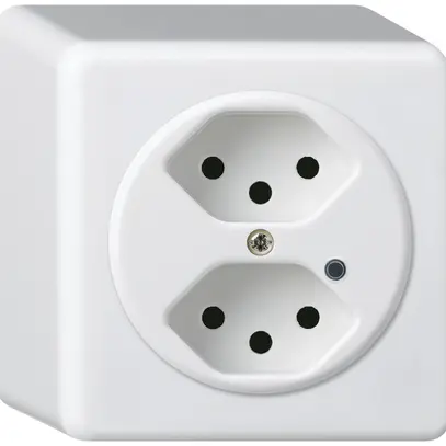 Prise AP Hager basico 2×type 13 illuminé Q blanc 