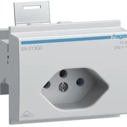 Prise INC Hager type 13 pour montage DIN avec bornes enfichables gris 