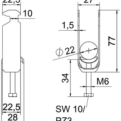 Brida rapida BET 2056 piede a H metallo 16…22mm 2×cavo acciaio Zn-cal-im 