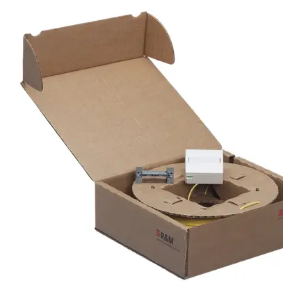 Kit FTTH R&M, scatola 60×60mm bi con 1×LC/d, 4×OS2-G657A su 2×LC-APC 30m 