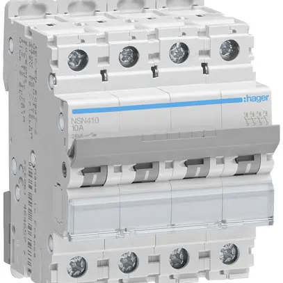 Disjoncteur Hager MCB 4P 415V type D 10A Icu 25kA 4UM 