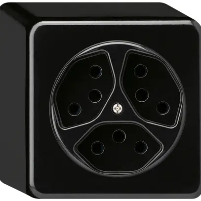 Presa AP basico 3×tipo 13 nero h=54mm 