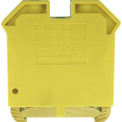 Schutzleiter-Reihenklemme Woertz 6…16mm² Schraubanschluss 2×1 TH35 grün/gelb 