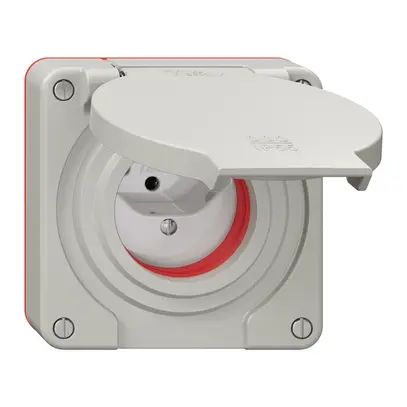 Presa NEVO N.CO, 1×T13, IP55 secondo SN 441011 c.guarnizione rossa grigio chiaro 
