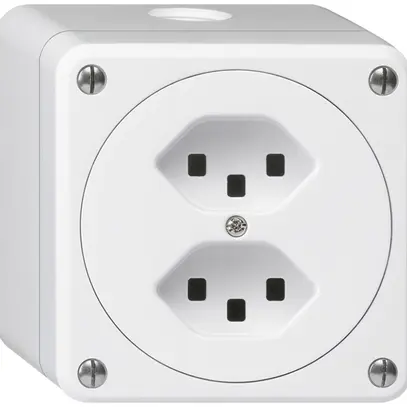 AP-Steckdose robusto 2×Typ 23 weiss ohne Klappdeckel 