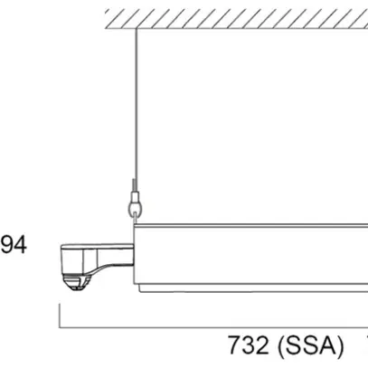 Projecteur salle LED Sylvania KubiXx AISLE PIR 188W 32500lm 840 IP65 VAR 760×280 