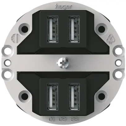 Inserto per presa 4×USB Hager montaggio E 2400mA 