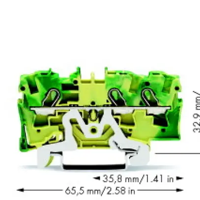 Borne de passage WAGO TOPJOB S 4mm² 3L vert/jaune série 2004 