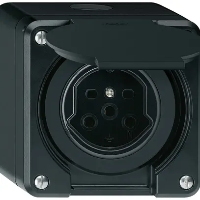 Presa AP HA robusto tipo 15 con morsetti a innesto con coperchio nero 