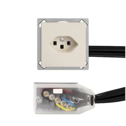 Prise INC EDIZIOdue T23 L1 crema pour câble plat Technofil 