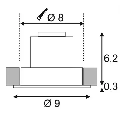 Downlight LED INC SLV NEW TRIA, 9.1W 645lm 2700K 38° rond IP20 alu brossé 