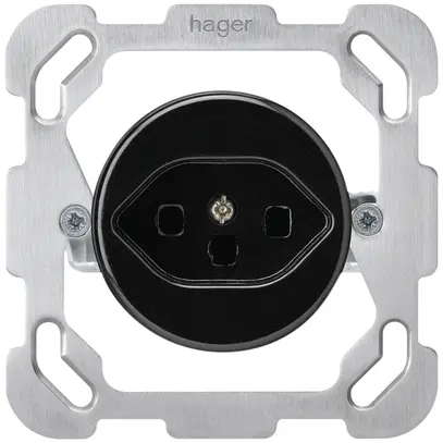 Insert pour prise ENC basico type 23 BM avec plaque de fixation noir 