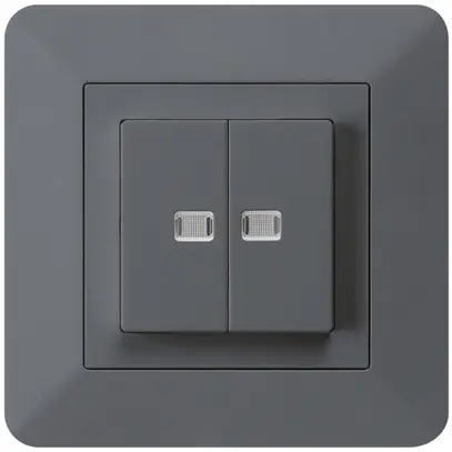 Interruttore pulsante luminoso INC kallysto.trend 1/3+3/1 con 2 lenti antracite 