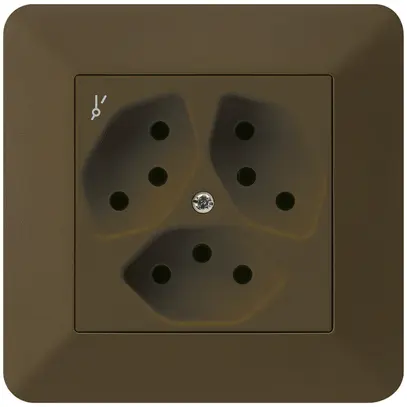 Prise ENC kallysto.trend 3×T13/1 brun avec sécurité enfants 