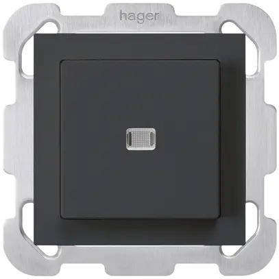 Pulsante luminoso INC kallysto A-R/1P nero con piastra di fissaggio 