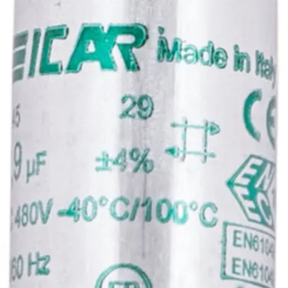 Condensateur ICAR IL 45/29 25X78MM 2.9µF 250V p.luminaire (série) Ø25×78mm 