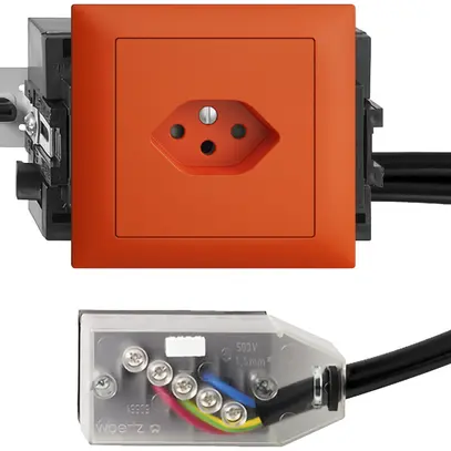 Prise INC EDIZIOdue T13 L2 orange 49…69mm pour câble plat Technofil 