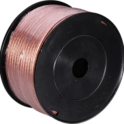 Câble plat pour haut-parleur 2×1.5mm² transparent-rouge Bobine à 100m 