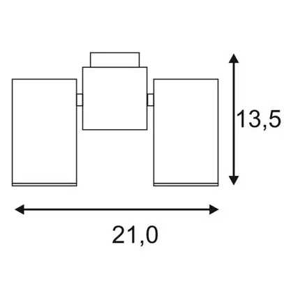 Plafonnier/Applique SLV ENOLA_B SPOT, 2×GU10 50W IP20 noir mat 