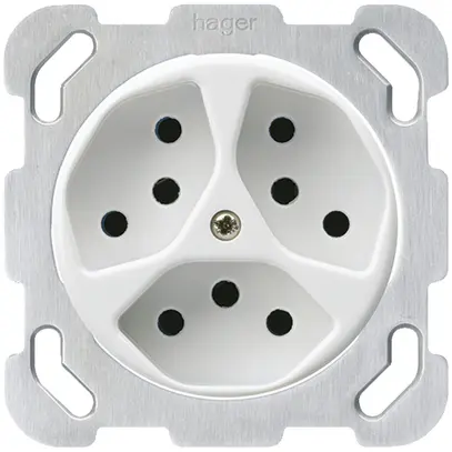 Insert pour prise ENC basico 3×type 13 avec plaque de fixation blanc 