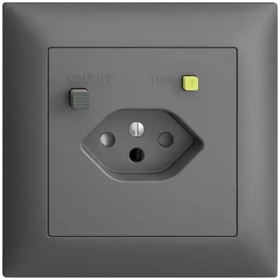 Prise ENC EDIZIOdue T13 FI 30mA FMI, shutter, gris foncé 