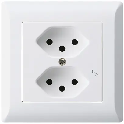 Prise ENC kallysto.line 2×T13/1 blanc avec sécurité enfants 